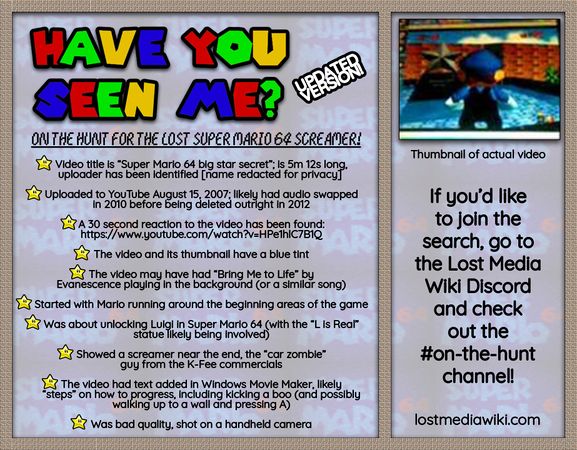Updated "Have You Seen Me?" flyer for the video.