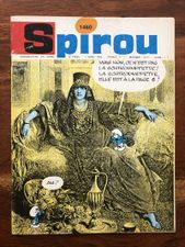 Front cover of the 1966 issue of Spirou Magazine in which the storyline was first serialized. (The caption reads, "No no, this isn't the Smurfette! The Smurfette is on page six!")