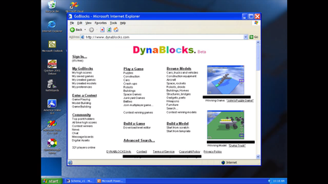 Early homepage when the game was called Dynablocks.