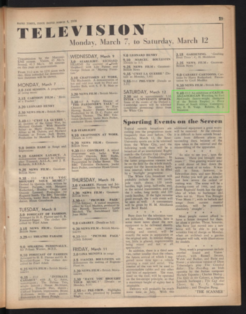 Listing of Earl McCready vs Percy Foster in Radio Times.