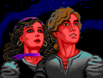 Early version of the ending scene animation, in which Guybrush turns his head to Elaine
