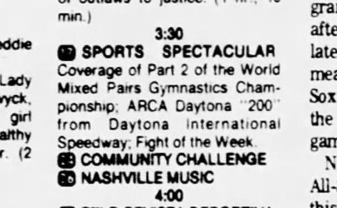 Listing of the CBS broadcast of the race
