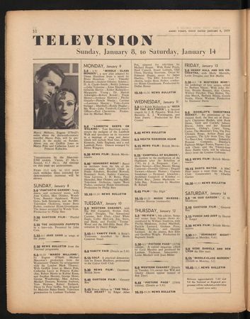 Radio Times issue listing the 13th January, 1939 match.