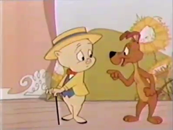 Color still from "Porky Pig & Charlie Dog Host"