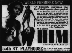 Newspaper ad for Him from April 11th, 1974.