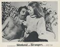 A lobby card of David Gale and Jennifer Welles from A Weekend with Strangers.