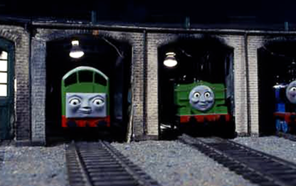 Production photo of the alternate Tidmouth Sheds scene (2/4)