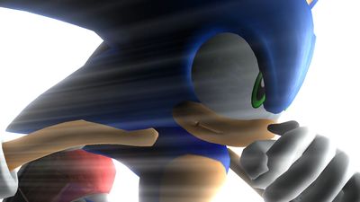 Close up of Sonic running.