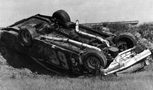 Bettenhausen's car ended up on its roof.